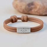 bronzefarbenes Segeltau Armband mit persönlicher Namensgravur und Jahrestag von Love & Faith