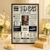 Geburtstagsjahr Poster mit vielen Informationen personalisierbar mit Foto von Love & Faith