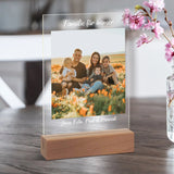 transparenter Acrylaufsteller mit eigenen Fotos und personalisiertem Text von Love & Faith