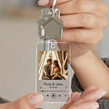 Transparenter Acrylschlüsselanhänger mit Foto und Song5,4cm x 8,6cm personalisiert gefertigt von Love & Faith