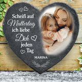 Personalisiertes Schieferherz mit Foto für Mama zum Muttertag personalisieren mit Love & Faith