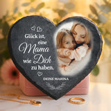 Schieferherz mit personalisiertem Aufdruck - UV-beständig und wetterfest - als Geschenk zur Erinnerung von Love & Faith