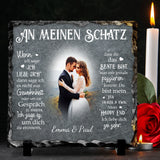 Personalisiert bedruckte Schieferplatte zum Jahrestag mit Foto für Verliebte von Love & Faith