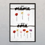 DIN A 4 und DIN A 2 Poster "Erst Mama, Jetzt Oma" mit Blumen und Kindernamen personalisiert von Love & Faith