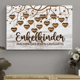 Leinwand im rustikalen Stil mit bis 16 Namen personalisieren für Großeltern und Eltern als Geschenkidee von Love & Faith