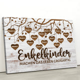 Leinwand im rustikalen Stil mit bis 16 Namen personalisieren für Großeltern und Eltern als Geschenkidee von Love & Faith