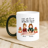Thermoaktiv Weihnachtstasse mit Freundinnen-Illustration für Glühwein zur Weihnachtsfeier als Geschenk von Love & Faith