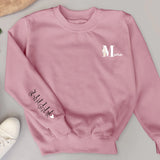 Rosa Sweater für Mama mit Kindernamen personalisierte Geschenkidee zum Muttertag von Love & Faith