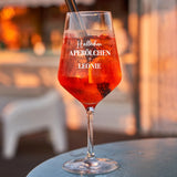 Hallöchen Aperölchen personalisiertes Glas für Wein mit Namen als Geschenk personalisieren mit Love & Faith