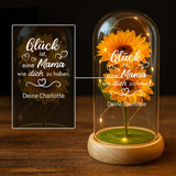Ewige Sonnenblume in Glaskuppel mit "Glück ist es eine Mama zu haben" personalisiertes Geschenk zum Muttertag von Love & Faith