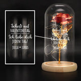 Ewige Rose "Scheiß auf Valentinstag" in der Glaskuppel mit LED Licht personalisiert als Geschenk für Partner zum Anti-Valentinstag von Love & Faith