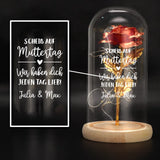 Ewige Rose "Zum Muttertag" in der Glaskuppel mit LED Licht personalisiert als Geschenk für Mama von Love & Faith