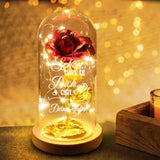 Ewige Rose "Schön, dass es dich gibt" in der Glaskuppel mit LED Licht personalisiert von Love & Faith