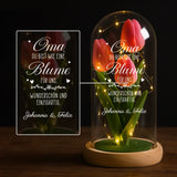 Ewige Tulpe "Oma" in der Glaskuppel mit LED Licht personalisiert als Geschenk für Oma von Love & Faith
