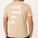 Beige T-Shirt mit Backprint für Papa mit Spruch personalisieren mit Love & Faith