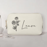 0,75l elfenbein Kosmetiktasche aus PU Leder mit Name personalisiert von Love & Faith personalisiert