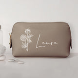 0,75l taupe Kosmetiktasche aus PU Leder mit Name personalisiert von Love & Faith personalisiert