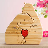 Personalisierte Holzbärenfamilien Puzzle für Paare zu Valentinstag zum Aufstellen mit Gravur von Love & Faith