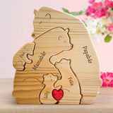 Personalisierte Holzbärenfamilien Puzzle Mutter, Vater, 3 Kinder zum Aufstellen mit Gravur von Love & Faith