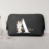 schwarz/gold PU Kosmetiktasche 0,75 Liter klein mit Initiale und Name personalisiert von Love & Faith