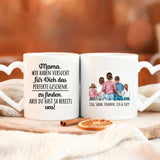 Weiße Tasse mit Herzhenkel und personalisiertem weihnachtlichem Namen – romantische Geschenkidee von Love & Faith