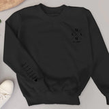schwarzer Pullover für Papa mit Kindernamen personalisierte Geschenkidee zum Vatertag von Love & Faith