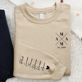 Beiger Sweater für Papa mit Kindernamen personalisierte Geschenkidee zum Vatertag von Love & Faith