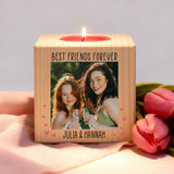 Personalisierter Teelichthalter aus Holz mit Fotoupload gestalten mit Love & Faith