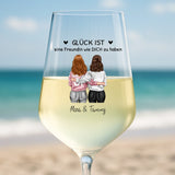 Personalisiertes Weinglas für Besties mit Illustration von Love & Faith