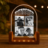 runder LED Aufsteller Portrait mit Holzsockel mit eigenen Fotos personalisiert von Love & Faith