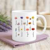 Personalisierte Blumen-Tasse mit Druck für Oma und Mama – Hier wächst Liebe – Motiv 2