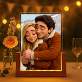 Leuchtender LED Aufsteller zum Valentinstag mit Holzsockel mit eigenen Namen und Daten personalisieren mit Love & Faith