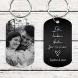 Beidseitig Personalisierter Schlüsselanhänger mit Gravur (schwarz-weiß) für Paare mit Foto