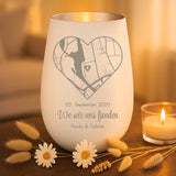 weiß-silber Windlicht graviert mit "Ich liebe dich" als Geschenk für Partner mit Love & Faith personalisiert