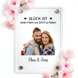 Personalisierter Kühlschrankmagnet für Partner mit Foto-Upload und Spruch von Love & Faith