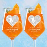 2er Set Weinglas mit Landkarte und Koordinaten für Jahrestagsgeschenk personalisieren mit Love & Faith