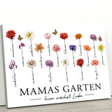 Personalisierte Leinwand mit bis zu 18 Namen selbst gestalten mit Geburtsblumen für Mama von Love & Faith