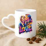 Weiße Tasse mit Herzhenkel und personalisiertem Namen – romantische Geschenkidee von Love & Faith