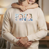 Sandfarbener Sweater für Papa mit Kindernamen personalisierte Geschenkidee zum Vatertag von Love & Faith