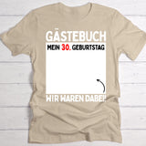 beiges T-Shirt mit Fläche für Unterschriften als Party-Gästebuch Geburtstagsidee von Love & Faith
