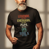 beiges T-Shirt für Männer mit persönlichem Aufdruck Legende, Ehemann, Papa individuelles Vatertagsgeschenk von Love & Faith