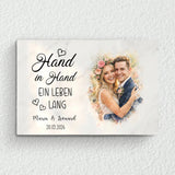 Hand in Hand - Personalisierte Leinwand mit Wasserfarben-Effekt