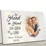 Hand in Hand - Personalisierte Leinwand mit Wasserfarben-Effekt