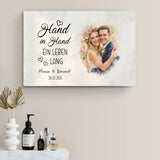 Hand in Hand - Personalisierte Leinwand mit Wasserfarben-Effekt für Hochzeit und Jahrestag