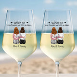 Besties für immer - Personalisiertes Weinglas für Besties mit Illustration