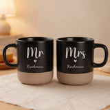 Personalisierte Tasse Steingut schwarz meliert von Love & Faith