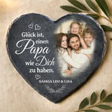 Schieferherz mit personalisiertem Aufdruck - UV-beständig und wetterfest - als Geschenk zur Erinnerung von Love & Faith