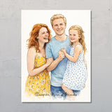 Familienportrait - Personalisiertes Poster für die Familie und Paare im Wasserfarben Stil