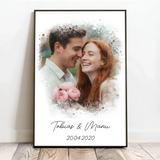 Personalisiertes Poster mit Foto und Wasserfarben-Effekt für Paare zum Valentinstag Euer Valentinstag – Motiv 3