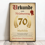 Personalisiertes Poster zum Geburtstag mit Ehrenkranz und Siegel Urkunde